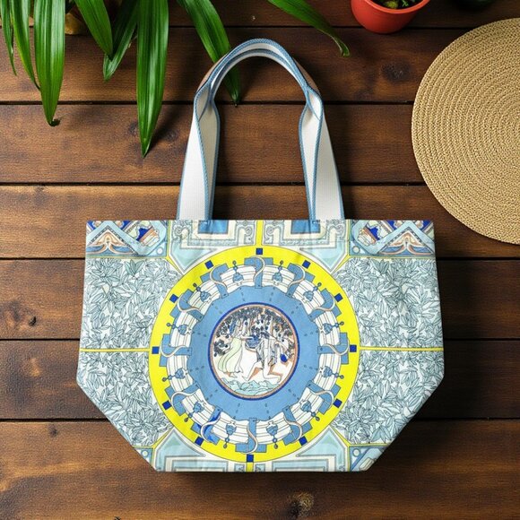 Tory Burch Ella Printed Market Tote Bag Recycled Nylon Greek Gardens Multicolor - Picture 10 of 16